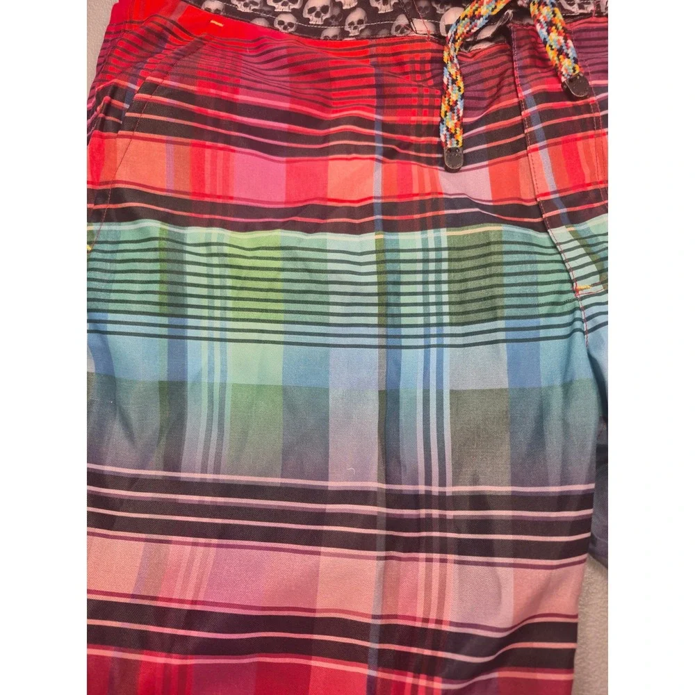 Robert Graham Mens Plaid Skull Waistband Swim Trunks Board Shorts‎ Multicolor 34